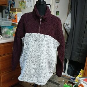 Maurices Burgundy Sherpa Pullover Xl